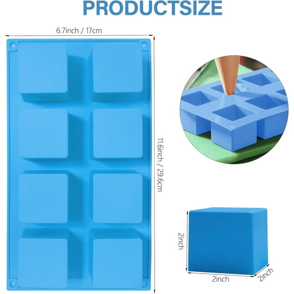 GVDCC-2Pcs 2inch Square Cube Silicone Mold for Mousse Cake, French Dessert Molds for Chocolate Brownie Bites, Brownie, Ice cream, Truffle, Jelly