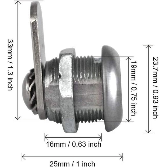 GVDCC-2Pcs Cabinet Cam Lock Keyed Alike Tool Box Locks 5/8" Cylinder for Truck Pickup Tool Box Vending Machine Drawer Tool box Mailbox ATM Locks Replacement