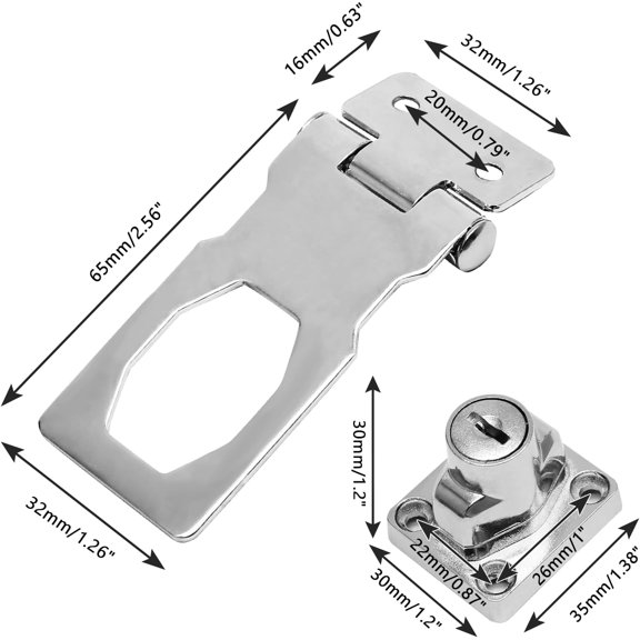 GVDCC-2Pcs Keyed Hasp Locks 2.5 Inch Twist Knob Keyed Locking Hasp, Metal Safety Hasp Latches Keyed Different for Small Doors, Cabinets (Sliver)