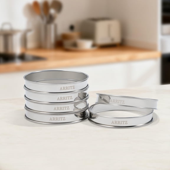 GVDCC-3.15inch English Muffin Rings, 6pcs Double Rolled Stainless Steel Rings Molds for Cooking English Muffin Cake Moulds Cake Rings