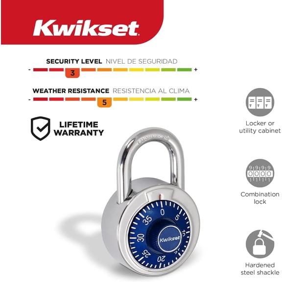 GVDCC-3-Digit Combination Dial Padlock, School Gym Locker Lock, 2 in Body, 1 Pack, Blue