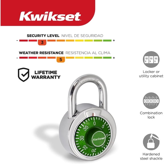 GVDCC-3-Digit Combination Dial Padlock, School Gym Locker Lock, 2 in Body, 1 Pack, Green