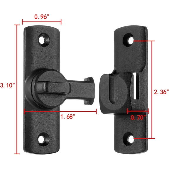GVDCC-3 Packs Black Flip Latch Lock,90/180 Degree Aluminum Alloy Right Angle Lock Latch,Flip Gate Latches Hardware,Security Sliding Door Lock fo Cabinets,Barn Door,Bathroom