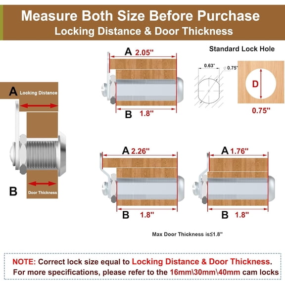 GVDCC-3 Pcs Cabinet Locks with Key, 2-1/8" Cam Lock keyed Alike, Mailbox Locks with Keys Replacement for File Cabinet Drawer RV Storage Door, Mailbox Lock for Cabinets, Zinc Alloy