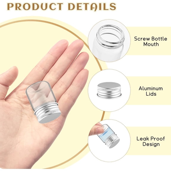 GVDCC-30 Pcs Empty Clear Glass Vials With Aluminum Lids Small Glass Bottles Sample Bottles Seal Jar Storage Containers For Liquid Powder Cosmetic DIY Art Craft (silver lids, 15ml/0.5oz)