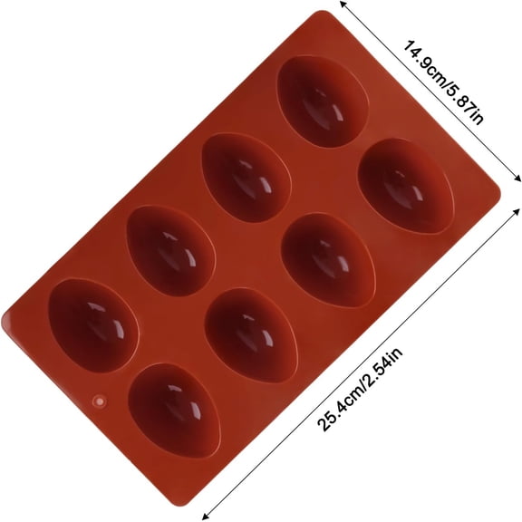 GVDCC-3Pcs 8-Cavity Easter Silicone Egg Molds, Egg Shaped Cake Pop Mold, Baking Supplies for Making Chocolate Jello Candy Dessert Muffin Mousse Pastry (Brick Red)