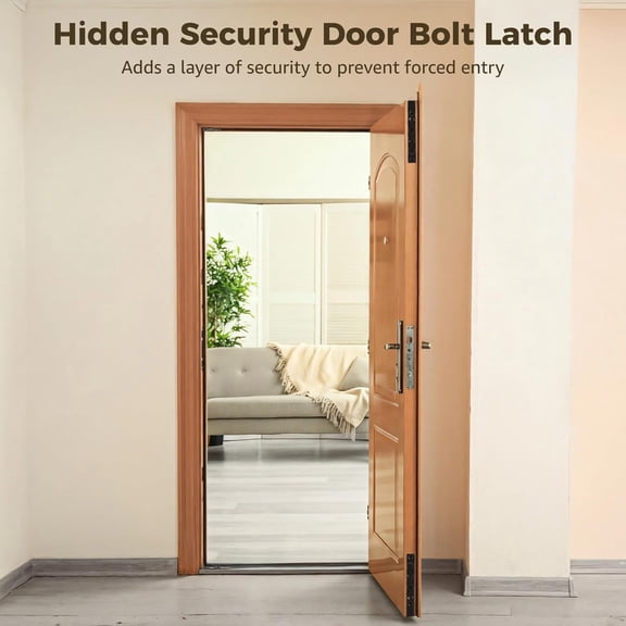 GVDCC-4 PCS Hidden Door Bolt Latches, 6 in Stainless Steel Concealed Latch Lock for Double Doors, Invisible Sliding Bolt for French Doors, Includes Mounting Screws, Spacers for Enhanced Home Security