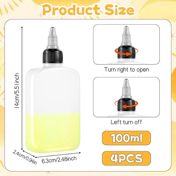 GVDCC-4 PCS Oil Dispenser Bottle for Camping & Cooking, 4oz Squeeze Condiment Bottle High Density Polyethylene Containers with Leak-proof Screw Cap for Camping Plastic Soy Sauce Dispenser