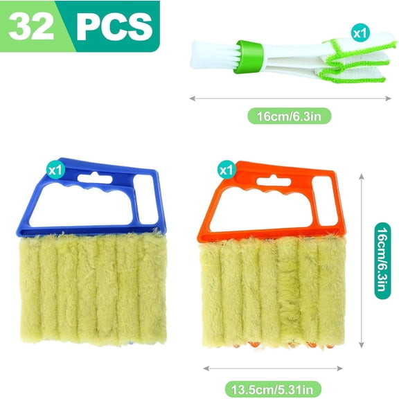 GVDCC-4-Pack 7 Finger Window Blind Cleaner Duster Tool, Washable Mini Blinds Cleaner Brush for Wood, Vinyl Shutters, AC Air Vent, and Car Fan Dusting