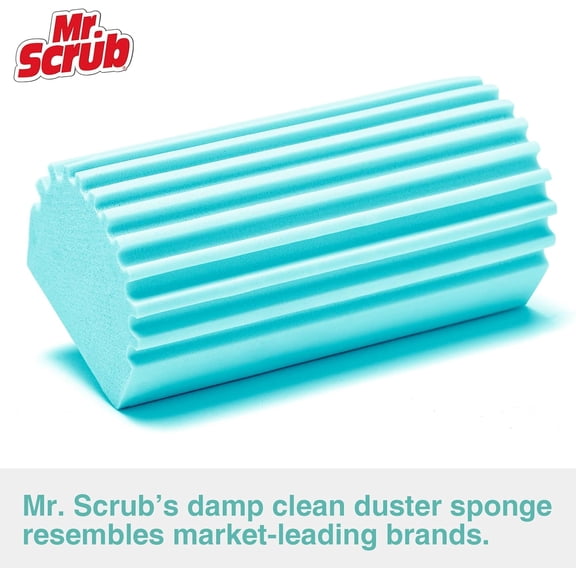 GVDCC-4 Pack Damp Dusting Sponge Duster, Blue Dust Cleaning Sponge, Reusable Household Cleaning Sponge Tool for Blinds, floorboards, Fan Blades, Vents, Glass, Railings, Mirrors