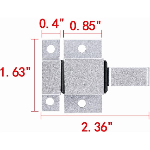 GVDCC-4 Packs Self-Closing Latches, Silver Spring Door Lock, Aluminum Alloy Automatic Gate Latch with Spring Loaded Pin, Security Window & Cabinet Lock