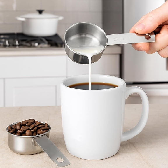 GVDCC-4 Pcs 1/4 Cup Measuring Cup, 60 ml Stainless Steel Measuring Cup, Single Inner Scale Metal 1/4 Cups for Coffee Cooking Baking