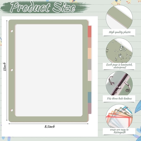 GVDCC-4 Sets 8 Tab Binder Dividers for 3 Ring 8.5 x 11 Inch Plastic Binder Dividers with Tabs Multicolor Letter Size Page 3 Hole Punch Clear File Organizer for School (Vintage Color)