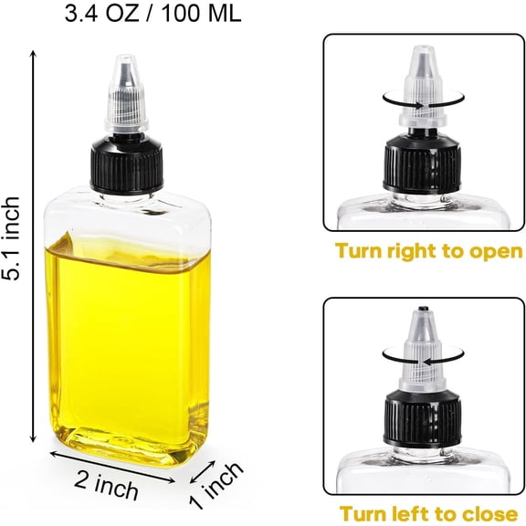 GVDCC-40 Pack Mini Squeeze Bottles for Liquids, 3.4oz Oil Dispenser Bottle with Twist Top Cap for Camping, Squeeze Condiment Bottle Small Liquid Containers for Oil, Sauce, Vinegar