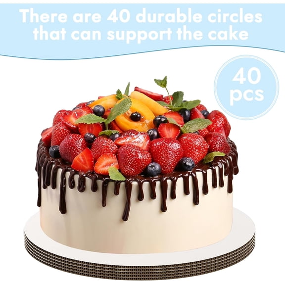 GVDCC-40 Pcs Cake Trays, White Cake Boards 6 inch Round for Cake DIY, Food-Graded Cardboard Cake Rounds Cake Base, Waxed Greaseproof Finish Cake Boards, Dessert and Crafts Display(White, 6inch/40Pcs)