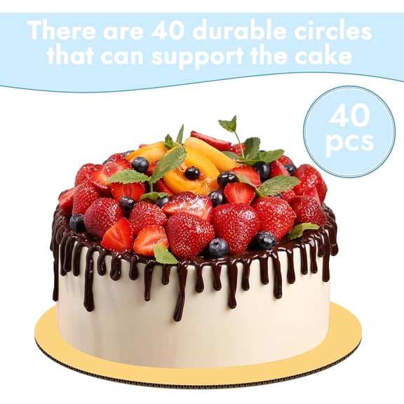GVDCC-40 Pcs Gold Color Cakeboards, Cake Boards 6 inch Round, Food-Graded Cardboard Cake Rounds Cake Base, Waterproof and Oil-Proof Cake Boards for Cake DIY, Dessert (Gold, 6inch/40Pcs)