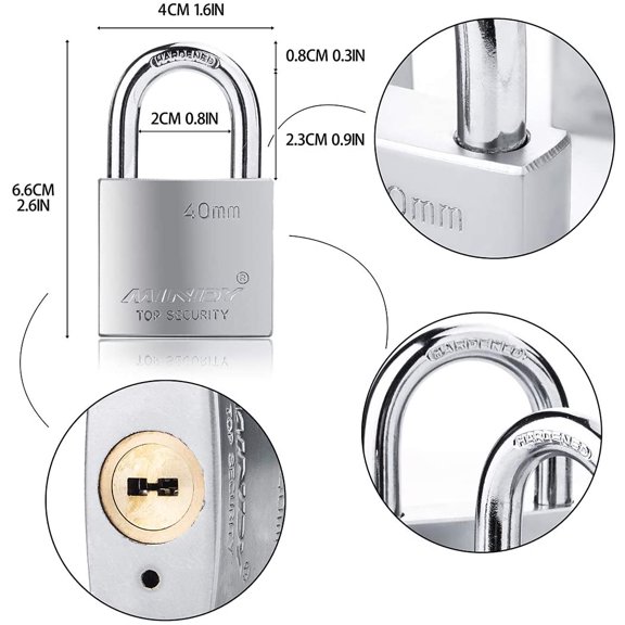 GVDCC-40mm Heavy Duty Lock Warehouse Waterproof Keyed Padlock High Security Padlock with 4 Keys