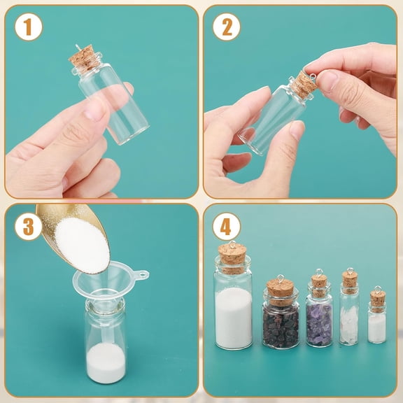 GVDCC-45 Pcs Mini Glass Bottles with Cork Stoppers Spell Jar Mini Glass Vials Potion Bottles Clear Wishing Jars with 50 Eye Screws 3 Funnels for Party Favors DIY Art Crafts Decoration (Large)