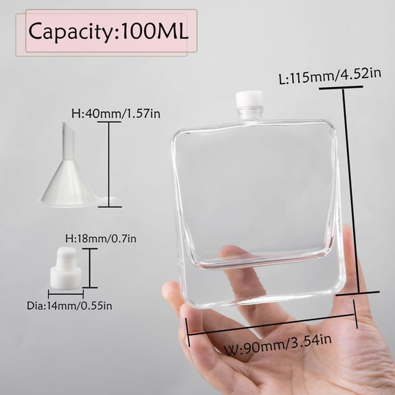 GVDCC-4PCS Empty Clear Glass Diffuser Bottles,100ML/3.5Oz Refillable Fragrance Set with 20pcs Reeds Sticks & Rubber Stopper & Funnels for DIY Essential Oil