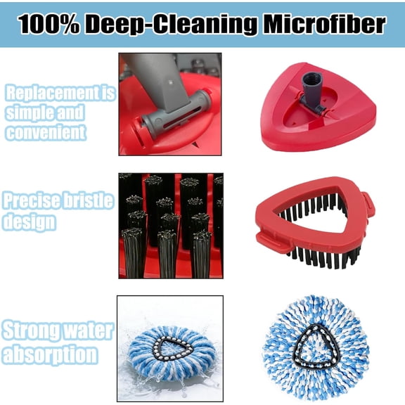 GVDCC-4PCS Mop Head Replacement Compatiable with Ocedar with Fit for RinseClean 2-Tank System,Spin Mop Heads,Perfect for deep Cleaning Hard-to-Reach Hidden Corners in bathrooms,Living Rooms and More