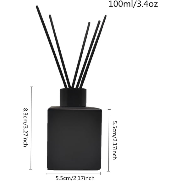 GVDCC-4PCS Reed Diffuser Bottle,Empty Matte Black Glass Jar,Fragrance Replacement Container 100ml(4, Square)