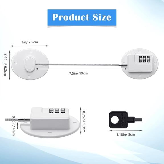 GVDCC-4PCS Refrigerator Locks Combination, Drill-Free Refrigerator Door Lock Fridge Lock with Password, Mini Digital Freezer Door Lock, White