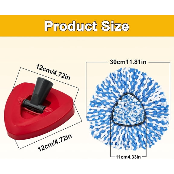 GVDCC-4Pack Mop Replacement Head for O Cedar RinseClean 2 Tank System,1 Pack Mop Replacement Base for O-Cedar,Spin Microfiber Mop Refills for Cleaning All Floors