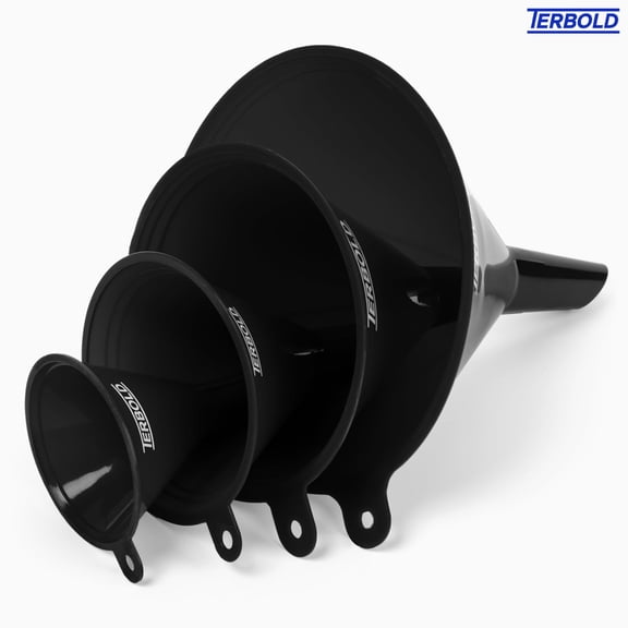 GVDCC-4pc Funnel Nesting Set in BPA Free Plastic for Kitchen Cooking, Car Oil, Home, or Lab Use (Black)