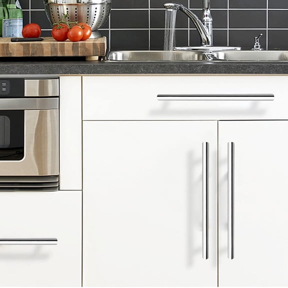 GVDCC-5 Pack | 5 Inch Polished Chrome Cabinet Pulls Stainless Steel Kitchen Cabinet Handles, Round T Bar Cupboard Furniture Hardware, Drawer Dresser Pulls Handles