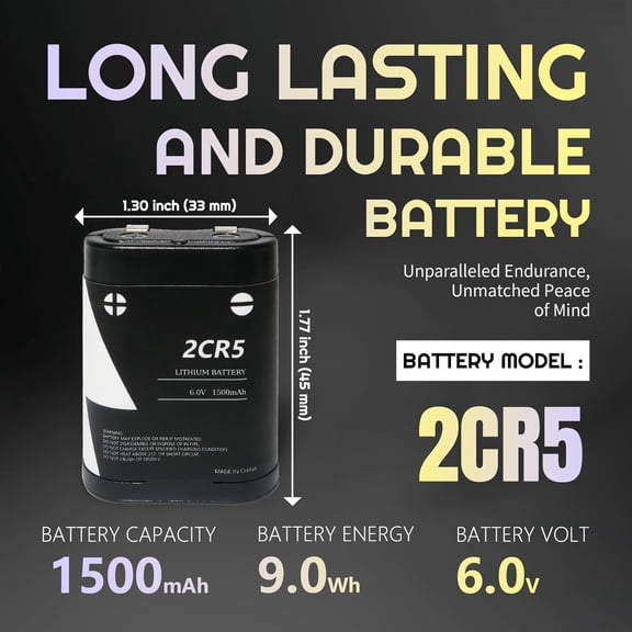 GVDCC-(5-Pack) 6V 2CR5 Battery, Lithium Photo Battery with PTC Protection Replaces 2CR5M 5032LC DL245 EL2CR5 KL2CR5 RL2CR5