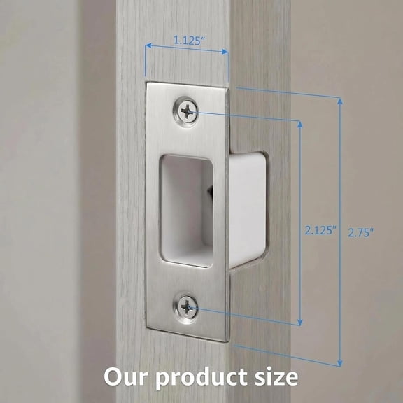 GVDCC-5 Pack Deadbolt Strike Plate 1-1/8" x 2-3/4" Stainless Steel with Dustbox - Heavy Duty Door Reinforcement Plate for Exterior/Interior Doors - Anti-Rust Door Deadbolt Repair Kit with 10 Screws -
