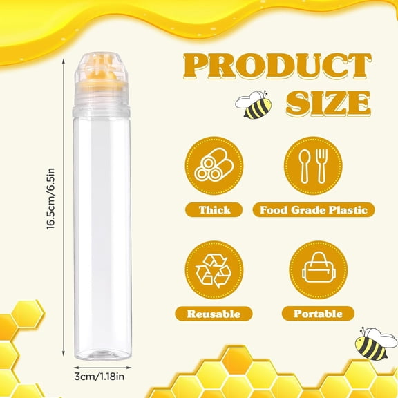 GVDCC-5 Pack Honey Plastic Bottles Mini Squeeze Containers Jars for Sauces Ketchup Condiment Oil Dispenser