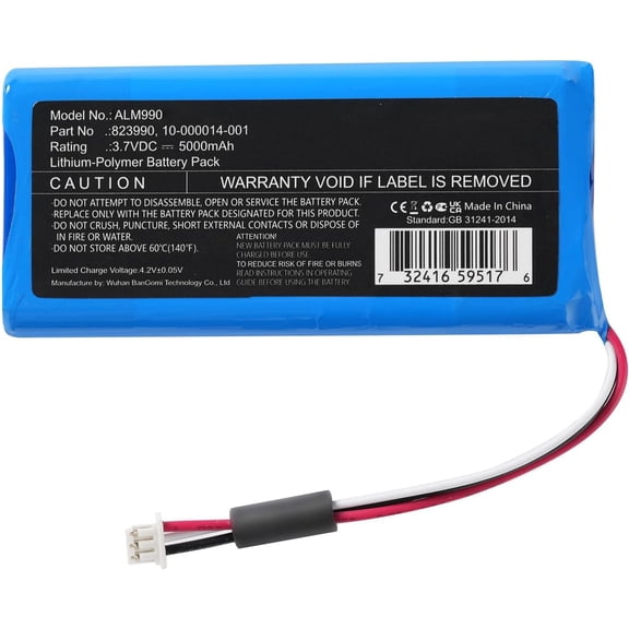 GVDCC-5000mAh 3.7V 823990 2GIG GC3 Replacement Battery for 2GIG GC3 Panel SP1-GC3 GC3e Panel 10-000014-001 823990,High-Performance Battery
