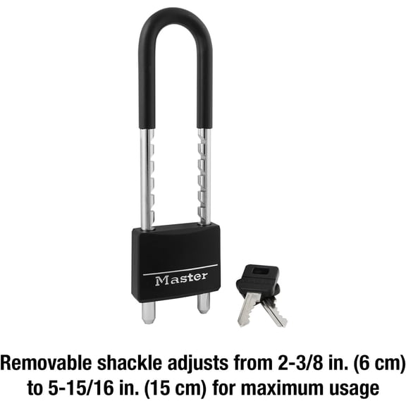 GVDCC-527D Adjustable Shackle Padlock with Key, Black