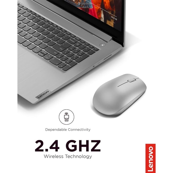 GVDCC-530 Full Size Wireless Computer Mouse for PC, Laptop, Computer with Windows - 2.4 GHz Nano USB Receiver - Ambidextrous Design - 12 Months Battery Life - Platinum Grey