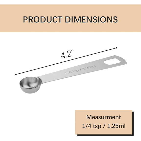GVDCC-5PCS 1/4tsp (1.25ml) Single Measuring Spoon, Stainless Steel Individual Teaspoons Only