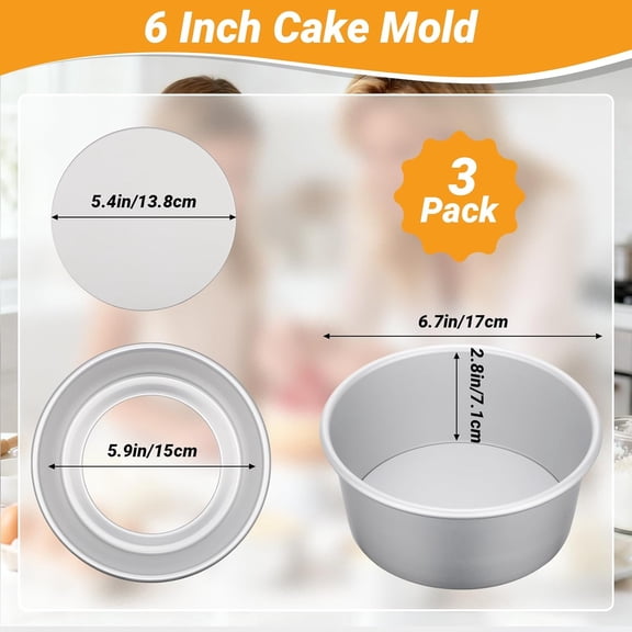 GVDCC-6 Inch Cake Pans Set, 3 Pack Aluminum Alloy Round Cheesecake Pan with Removable Bottom, Small Cake Tin Mold for Baking Oven Bakeware