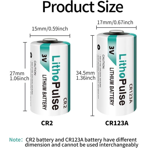 GVDCC-6 Pack CR2 3V 1000mAh Lithium Battery for Flashlights Home Alarm System Non-Rechargeable CR2 Lithium Batteries 3 Volt