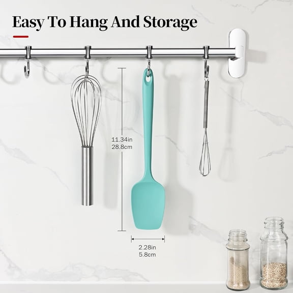 GVDCC-600F Heat Resistant Spatula, 11.34 inch High Heat Food Safe Semless Kitchen Silicone Spoon Spoonula Scraper for Cooking Baking Mixing Scraping Stirring Nonstick Cookware Pan Bowl (Aqua Sky)