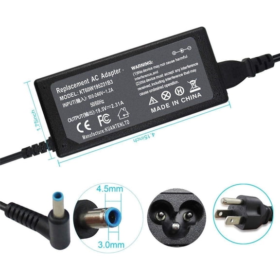 GVDCC -65W 45W AC Charger Fit for HP 15-fd1072nr, 15-fd1073nr, 15t-fd000, 15t-fd100, 15z-fc000, 15z-fc100 Laptop Power Supply Cord Adapter