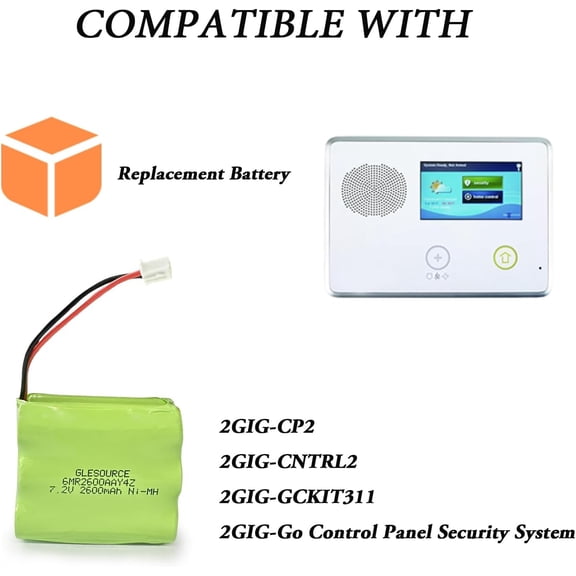 GVDCC-7.2V 2600mAh Ni-Mh Battery Compatible for 2gig BATT1X BATT1 GC2 2GIG-CNTRL2 GCKIT311 Go Control Panel Security System Alarm 10-000009-001 6MR2600AAY4Z (1 Pack)
