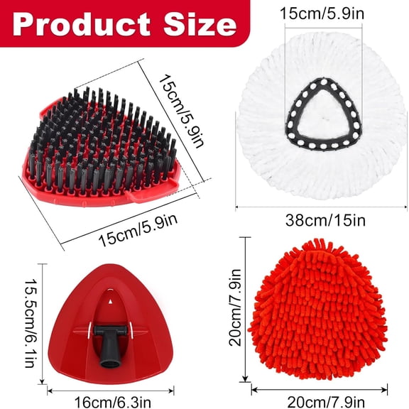 GVDCC-7 Packs Replacement Mop Heads& Handle Scrub Brush and Base Combo Set Compatible with O Cedar Spin Mops Refills30-58" Mop Handle and Microfiber Head Refills for Cleaning