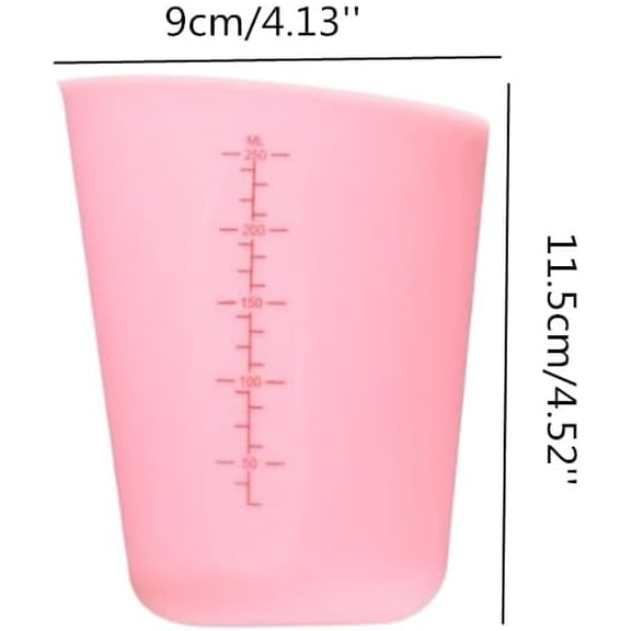 GVDCC-8 Ounces Silicone Measuring Cups with Marking 250 ML 1 Cup Capacity Flexible Squeeze Pour Scale Baking Cup for Coffee Maker,Butter, Chocolate Mixing (Pink, 1 Pack)