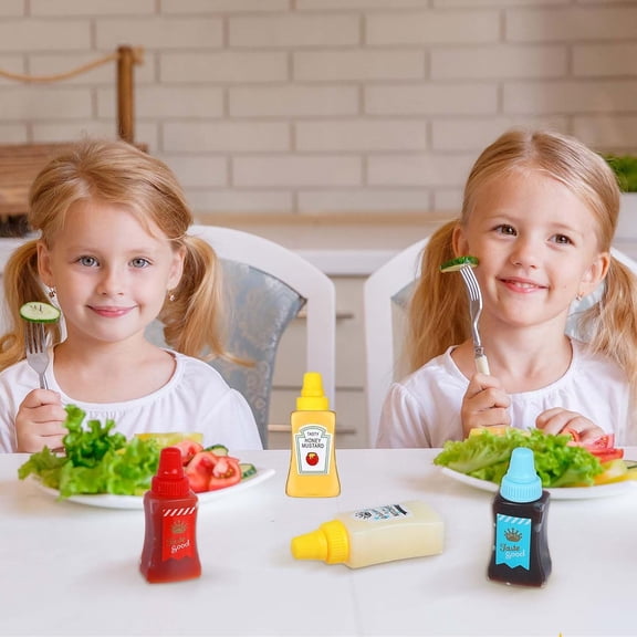 GVDCC-8 Pieces Mini Ketchup Bottle for Lunch Box, Mini Condiment Squeeze Bottles for Sauces, Small Travel Condiment Containers with Lids for Bento Camping Oil Honey Soy Sauce Salad Dressing Accessori