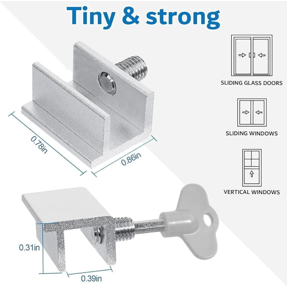 GVDCC-8 Sets Sliding Window Locks for Up and Down Windows,Easy to Install Vertical & Horizontal Window Security Locks,Adjustable Aluminum Window Stopper Lock