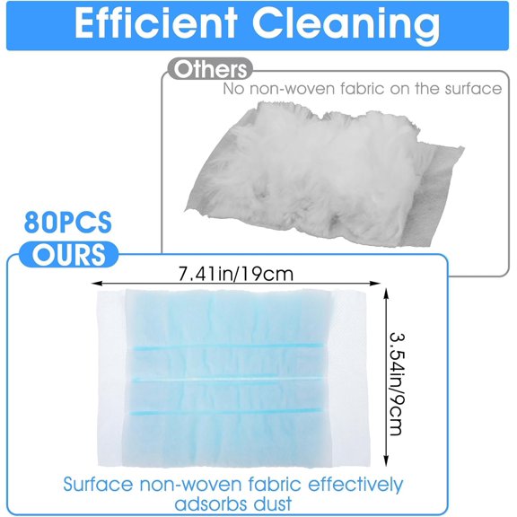 GVDCC-80PCS Electrostatic Duster Refills Compatible with Duster, Feather Microfiber Dusters Disposable Alternative, Multi Surface 180 Dusters Replacement for Home Cars Blinds Cleaning