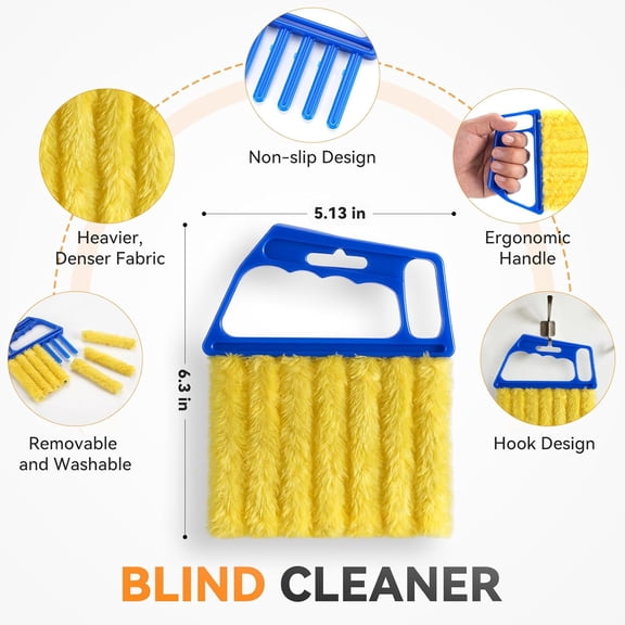 GVDCC-8PCS Window Blind Cleaner Duster Tool, 7-Finger Microfiber Blind Duster, Removable and Washable,Cleaning Tools for Window Shutters & Air Vent
