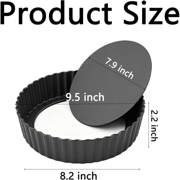 GVDCC-9.5 Inch Tart Pan, 2.2 Inch Deep Quiche Pan with Removable Bottom,Non-stick Carbon Steel Pie Pan for Tarts, Cakes,Mousse and Quiche