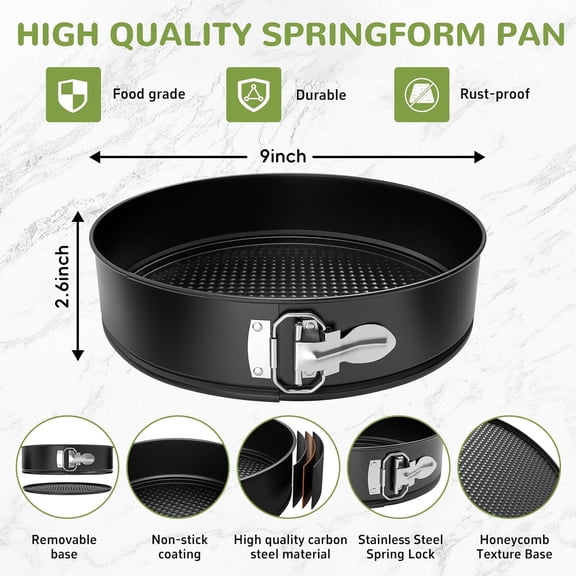 GVDCC-9 Inch Springform Pan with Removable Bottom, Non-stick Round Spring Form Cake Mold Cheesecake Pan For Baking