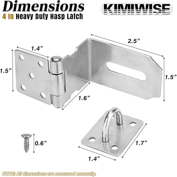 GVDCC-90 Degree Door Hasp Latch, 4" Stainless Steel Security Padlock Hasp, Suitable for Indoor and Outdoor Right Angle Shed/Push/Sliding/Barn Doors, Silver, 2 Pack